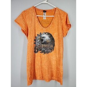 Harley Davidson‎ Black Hills Rally Sturgis Shirt Womens M, Short Sleeve Orange